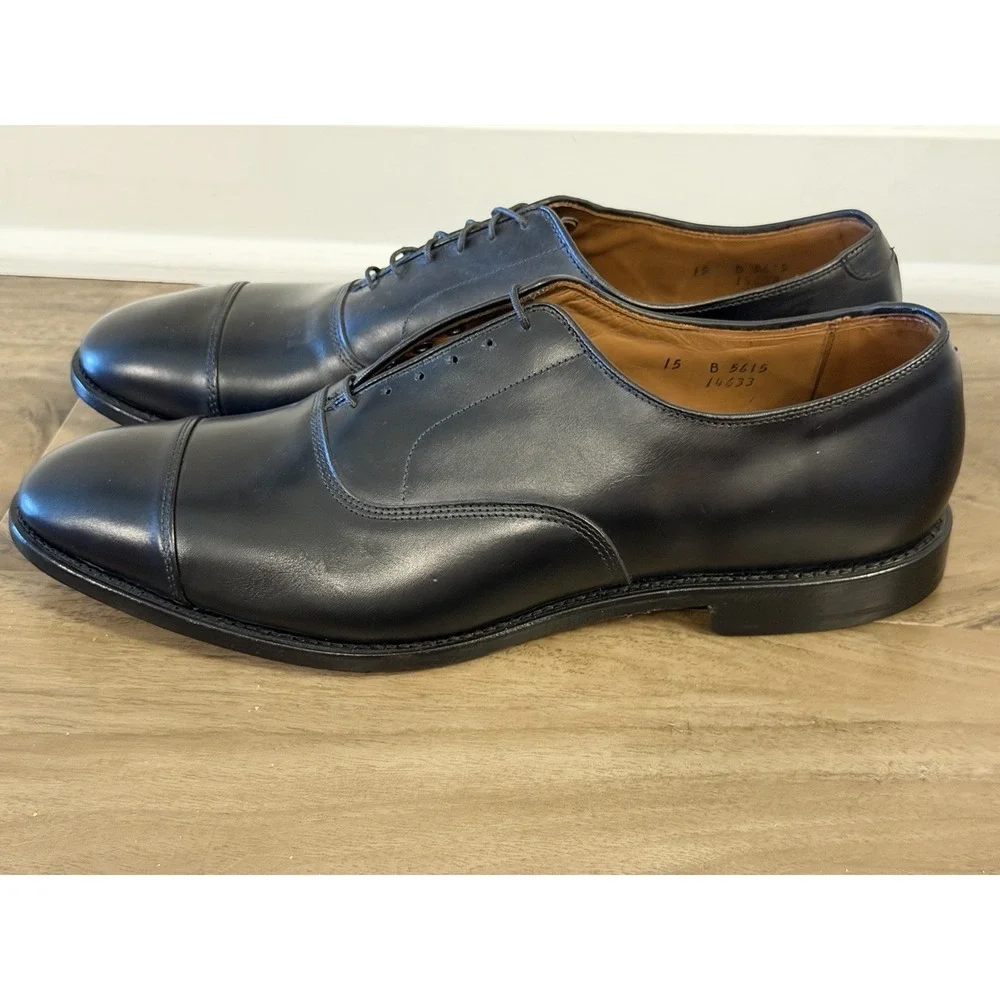 Allen Edmonds Park Avenue black cap toe oxford men's shoe Size 15B Made In USA